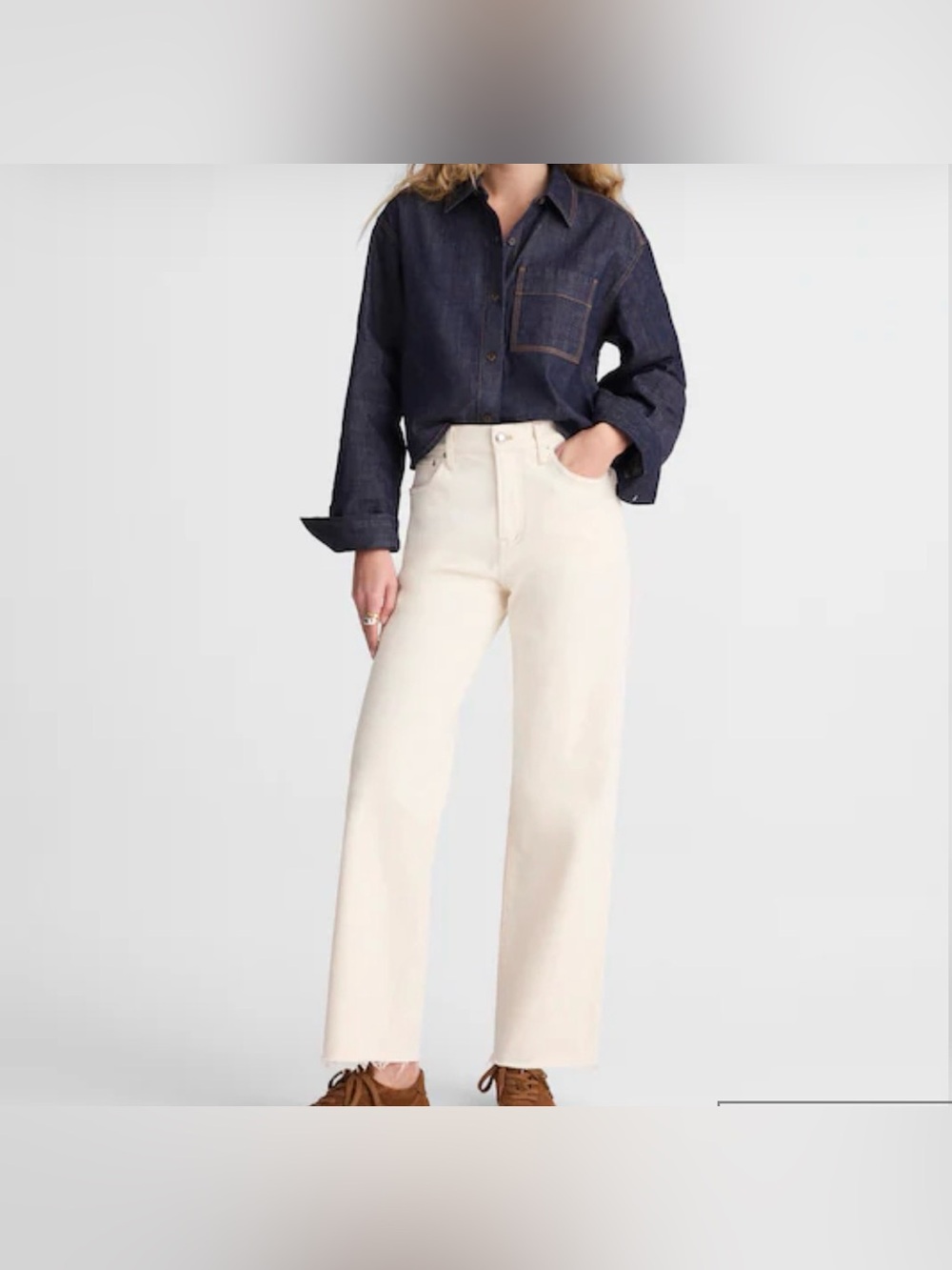 Madewell The Perfect Vintage Wide-Leg Crop Jean- cream